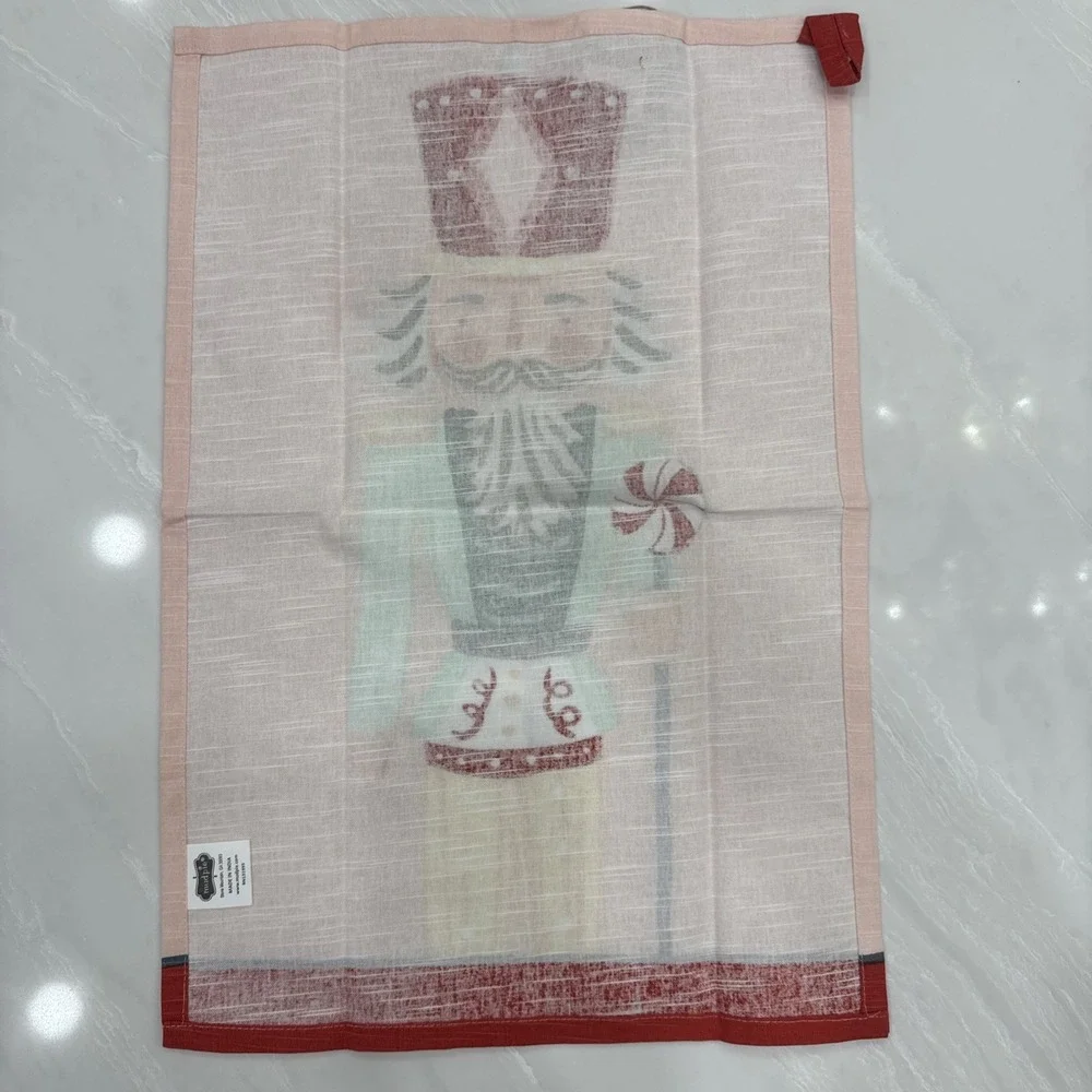 NEW Mud Pie Pink Nutcracker Christmas Kitchen Towel 8x10.5 Holiday Decor